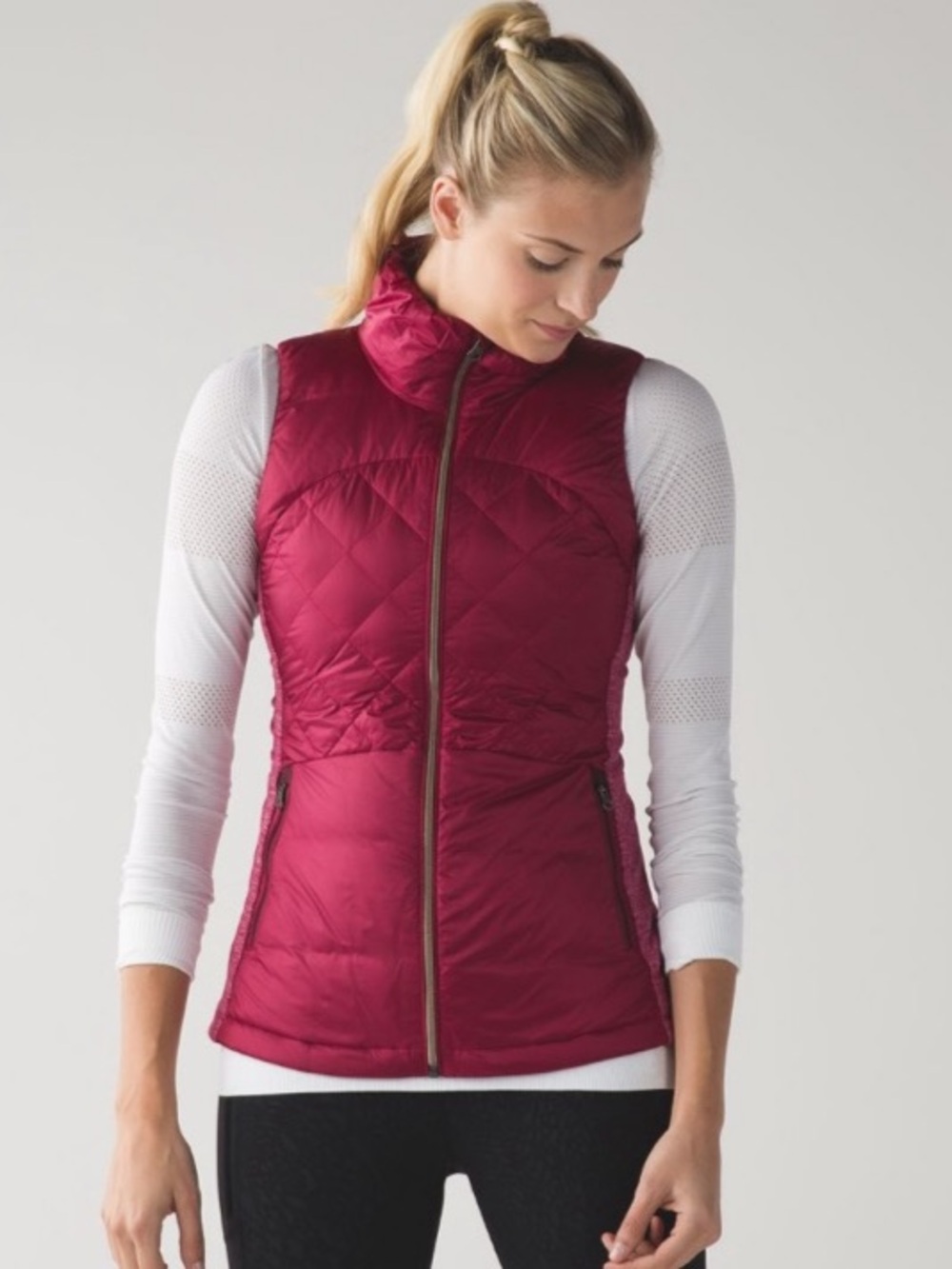 lululemon Down For A Run Vest Quilted Vest in Pink Size 10